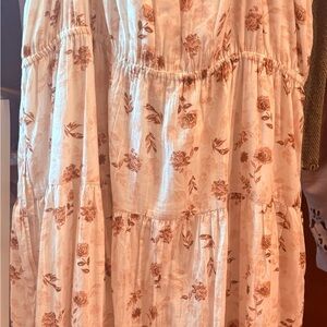 Anthropologie Floral Maxi Dress in Cream and Brown
